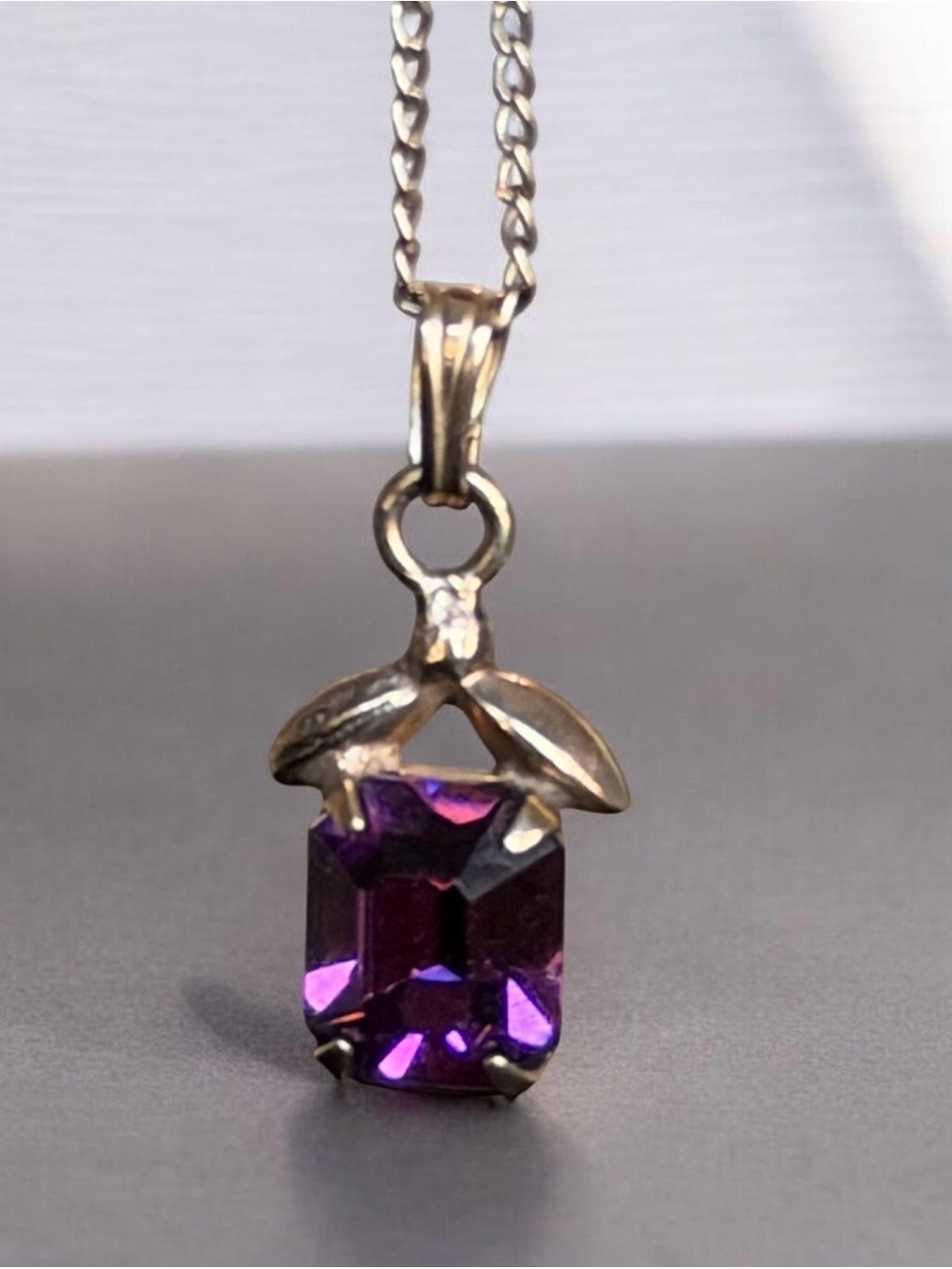 14k gold filled Vintage Amethyst Necklace 16”